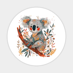 Adorable Koala on Tree Magnet